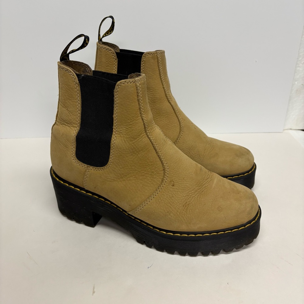Dr Martens  Rometty Nubuck Leather Platform Chelsea Sand Boots Size 10 - Picture 6 of 11